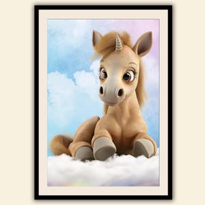 Printcrafter® - hochwertiger Kunstdruck/Poster/Wandbild mit Einhorn; Deko fürs Kinderzimmer; ohne Rahmen