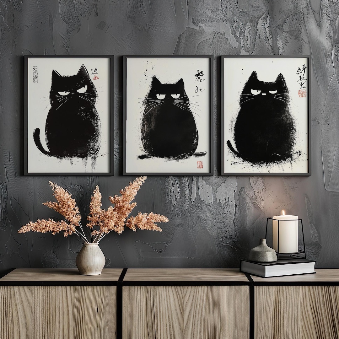 SET OF 3 Matsumoto Hoji Cat Print, Matsumoto Hoji Cat Poster, Japanese ...