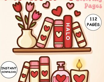 Valentine’s Coloring Book PDF 112 Bold Easy Pages Instant Download Cute Valentine Coloring for Kids and Adults