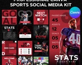 Sports Team Professional Canva Social Media Kit Templates  - 20 Editable Post & Story - American Football
