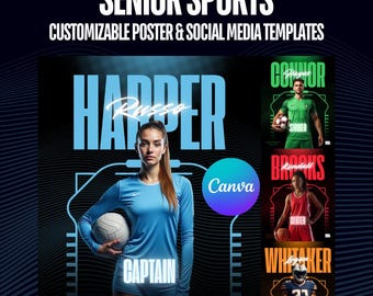 Canva-sjablonen voor seniorenavondsporten: poster- en socialmediabundel