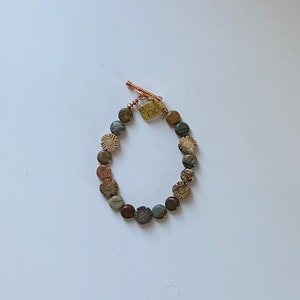 Two types of jasper with copper toggle in 8 inch bracelet