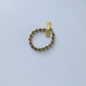 Unakite and gold filled saucer bracelet