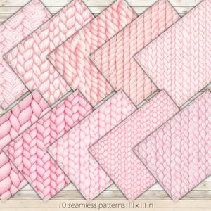 Pastell-Rosa Stricken Nahtlose Muster Pink Knit Digitales Papier Rosa Strick Textur Weiches Rosa gestrickte Hintergrund Rosa geflochtenes bedruckbares Papier