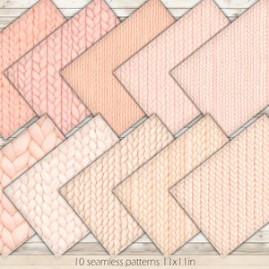 Pastell Pfirsich Stricken Nahtlose Muster Pastell Pfirsich Textil Digitales Papier Hell Orange Stoff Textur Pastell Pfirsich Stricken Hintergrund