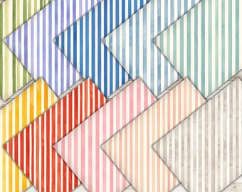 Aquarell Streifen Digitales Papier, nahtloses Muster (PNG)