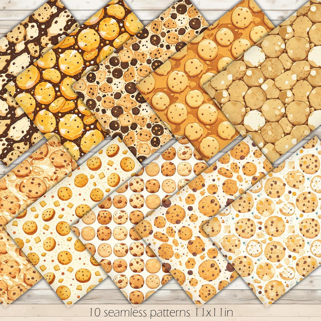 Cookie Digital Paper Set, Seamless Baking Pattern (PNG) - Etsy