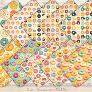 Pastel Donut Digital Paper Donut Seamless Pattern Donut Printable Paper Donut Pattern Donut Background Donut Junk Journal Donut Scrapbook
