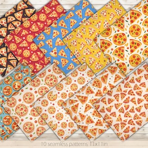 Pizza papel digital pizza patrón sin costuras pizza papel imprimible patrón de pizza fondo de pizza diario basura de pizza papel álbum de recortes de pizza