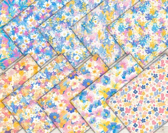 Zomerbloemen digitaal papier, naadloos bloemenpatroon (PNG, 12 x 12 in)