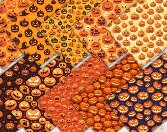Halloween Pumpkin Seamless Pattern Digital Paper (PNG)