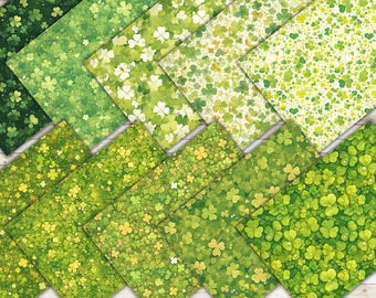 Watercolor Clover Digital Paper Shamrock Printable Paper Four Leaf Clover Repeating Pattern 4 Leaf Clover Background Clover Seamless Pattern