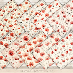 Coquelicot subtil motif transparent aquarelle pavot papier numérique élégant coquelicot fond pavot indésirable journal papier pavot papier de scrapbooking vintage