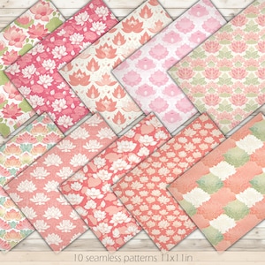 Naadloos lotuspatroon Afdrukbaar lotuspapier Lotus-patroon lotusachtergrond Roze lotuspapier lotus-scrapbookingpapier lotus digitaal papier