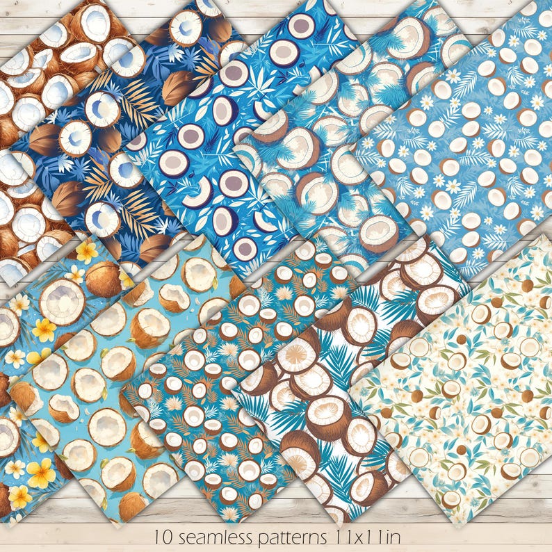Blue Coconut Pattern Blue Coconut Background Coconut Seamless Pattern ...