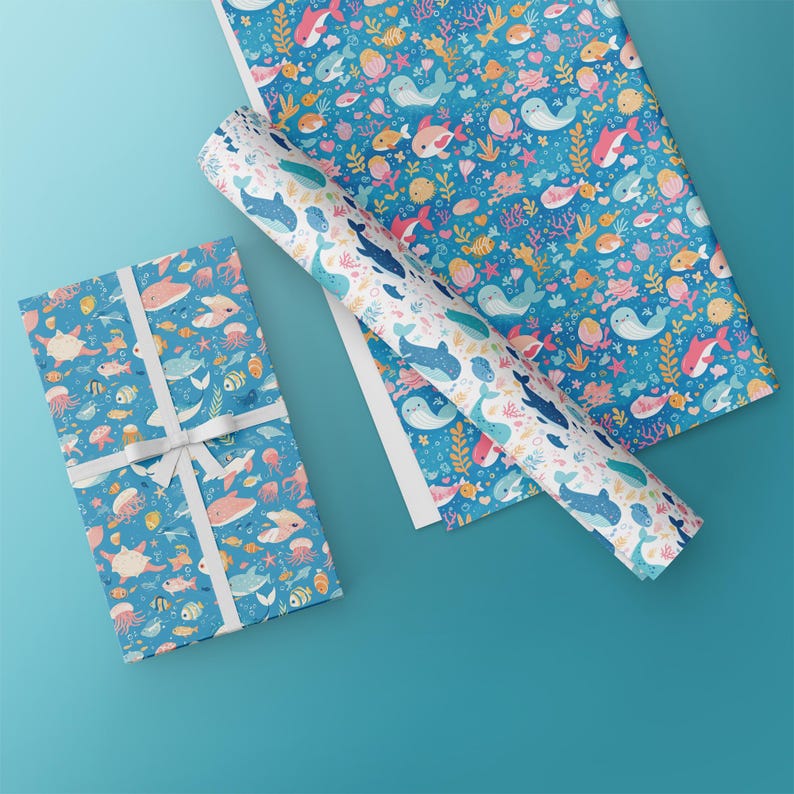 Cute Ocean Digital Paper Ocean Printable Paper Ocean Pattern Ocean ...