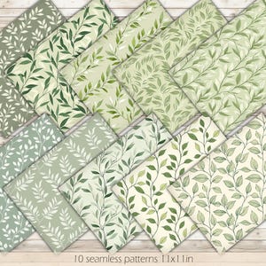 Simple Botanical Seamless Pattern Leafy Digital Paper Delicate Leaves Background Botany Junk Journal Paper Minimalist Floral Scrapbook Paper