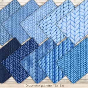 Gemütliches Blau Stricken Nahtloses Muster Blau Textil Digitales Papier Blau Strick Textur Blauer Stoff Hintergrund Blau Gehäkeltes Papier