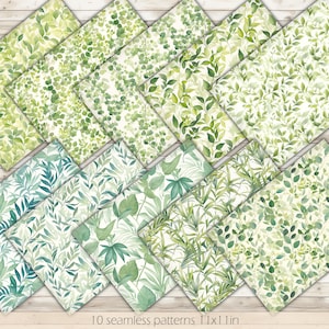 Watercolor Leaves Digital Paper Delicate Leaves Background Elegant Leaves Seamless Pattern Botanical Texture Watercolor Leaves Pattern