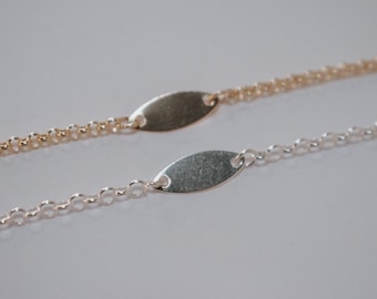 Marquise Stamping or Engraving Bracelet Connector Blank, Gold Filled or Sterling Silver 2 Holes