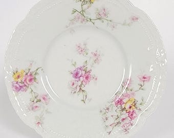 Platillo antiguo de porcelana de Limoges de Theodore Haviland - Rosas rosas y amarillas