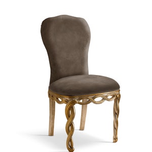 Handmade Wooden Chair with Velvet