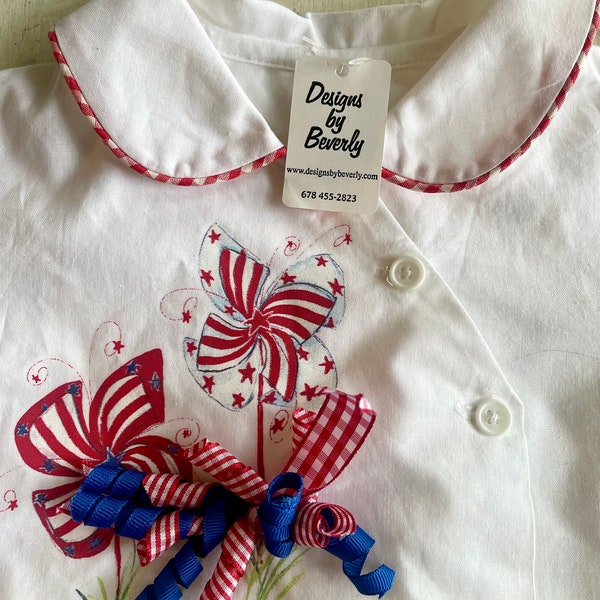 USA Memorial Day 4th of July Baby Outfit Hand Painted Boy Girl NWT Cotton VINTAGE
