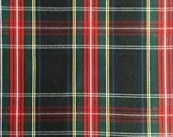 Tela a cuadros Black Stewart, roja, negra, azul, verde, tapicería, decoración del hogar, manualidades, ropa.