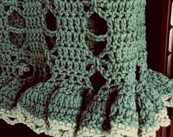 Moss Green Handmade Crochet Throw Blanket Soft & Earthy XL