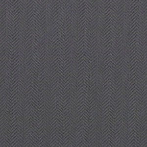 May include: Close-up of a charcoal gray herringbone fabric. The fabric has a textured appearance with a repeating V-shaped pattern. The weave creates a subtle visual depth, suitable for apparel or upholstery.