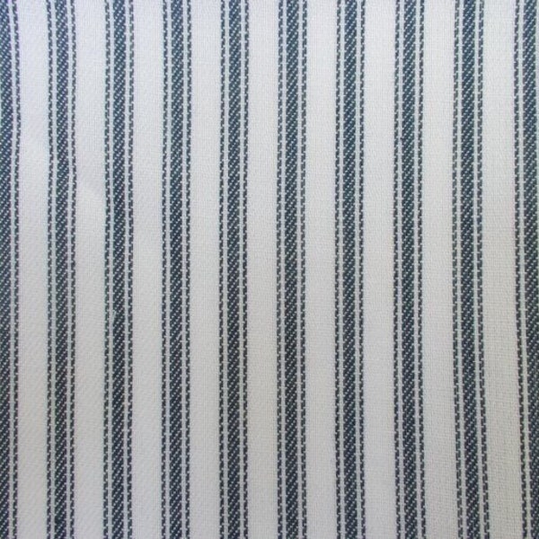 Authentic Navy Blue Ticking Stripe Fabric Pure White Cotton Drapery Linens Home Decor Crafting