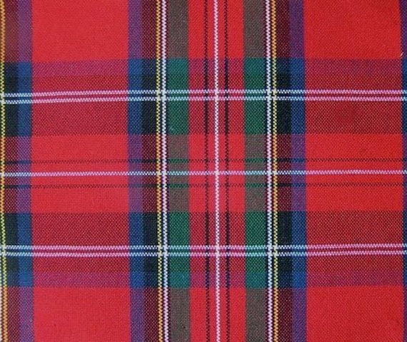 Midweight Red Stewart tartan plaid - $14.50/yd