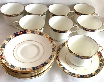 Royal Crown Derby Rutland Set of 8 Cups & Saucers MINT CONDITION Made In England