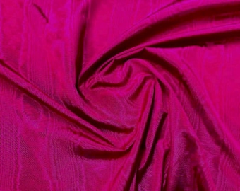 Tela Moire Rosa intenso Escarlata Mezcla de algodón Tapicería Cortinas Ropa Forro Fibra Arte Manualidades