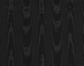 Black Moire Fabric Cotton Blend Home Decor Drapery Heavy Lining Fiber Art Crafting Watermark