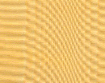 Tela de tafetán moiré amarillo dorado, mezcla de algodón, marca de agua, forro para cortinas, prendas de vestir, arte textil, manualidades.
