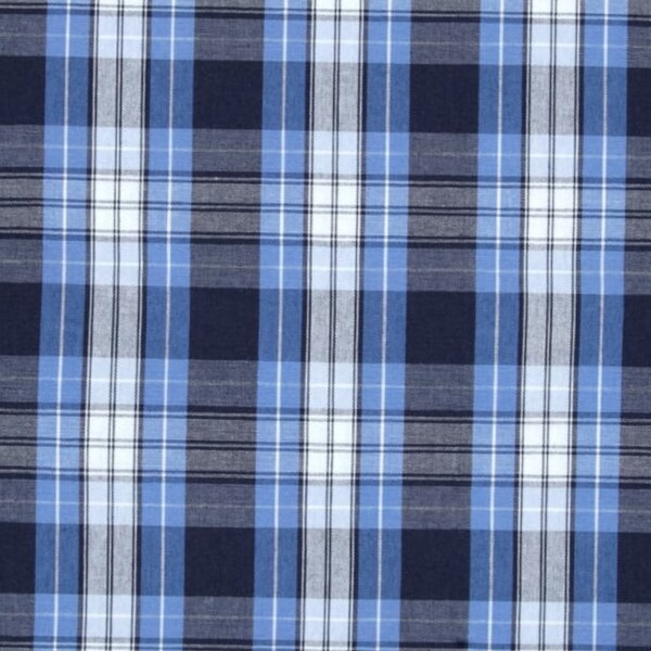 Blue Plaid Fabric Apparel Home Decorating Quilt Drapery School Uniform