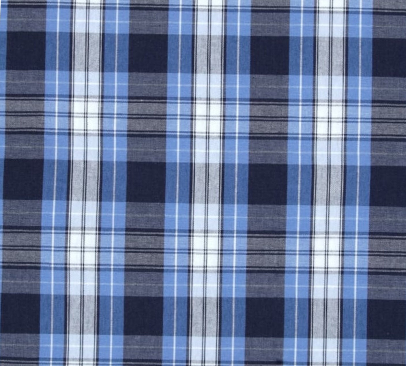 Blue Plaid Fabric Apparel Home Decorating Quilt Drapery School Uniform