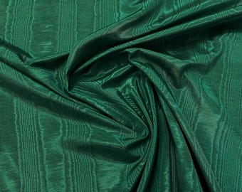Tela Muaré Verde Esmeralda, Mezcla de Algodón Tafetán Cascada Clásica
