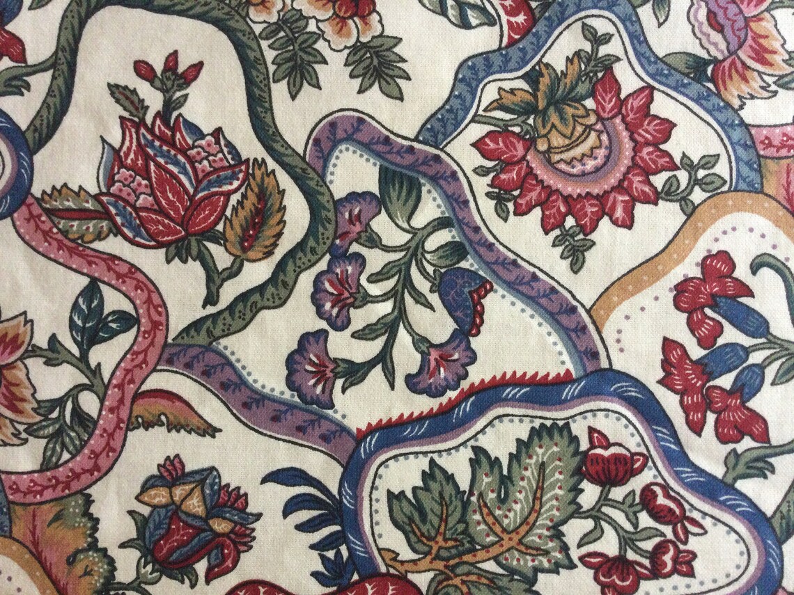 Vintage Jacobean Floral Chintz Fabric 5th Avenue Designs 1993 Etsy