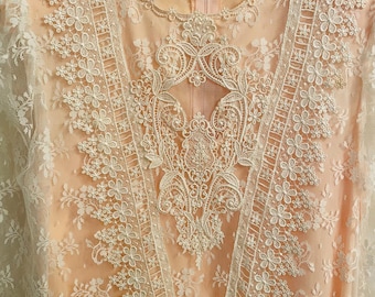 Vintage Jessica McClintock Bridal Dress Lace Silk Satin For Tea Party Wedding Gown - Flapper Style
