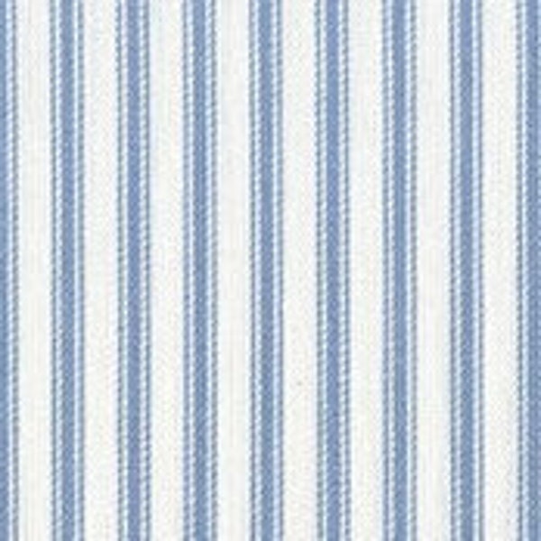 Light Blue White Ticking Stripe Fabric Cotton For Apparel Home Decor Crafts