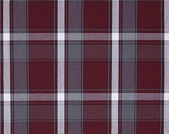 Wine Gray Taupe White Plaid Fabric Cotton Blend School Uniform Drapery Apparel Crafting REMNANT