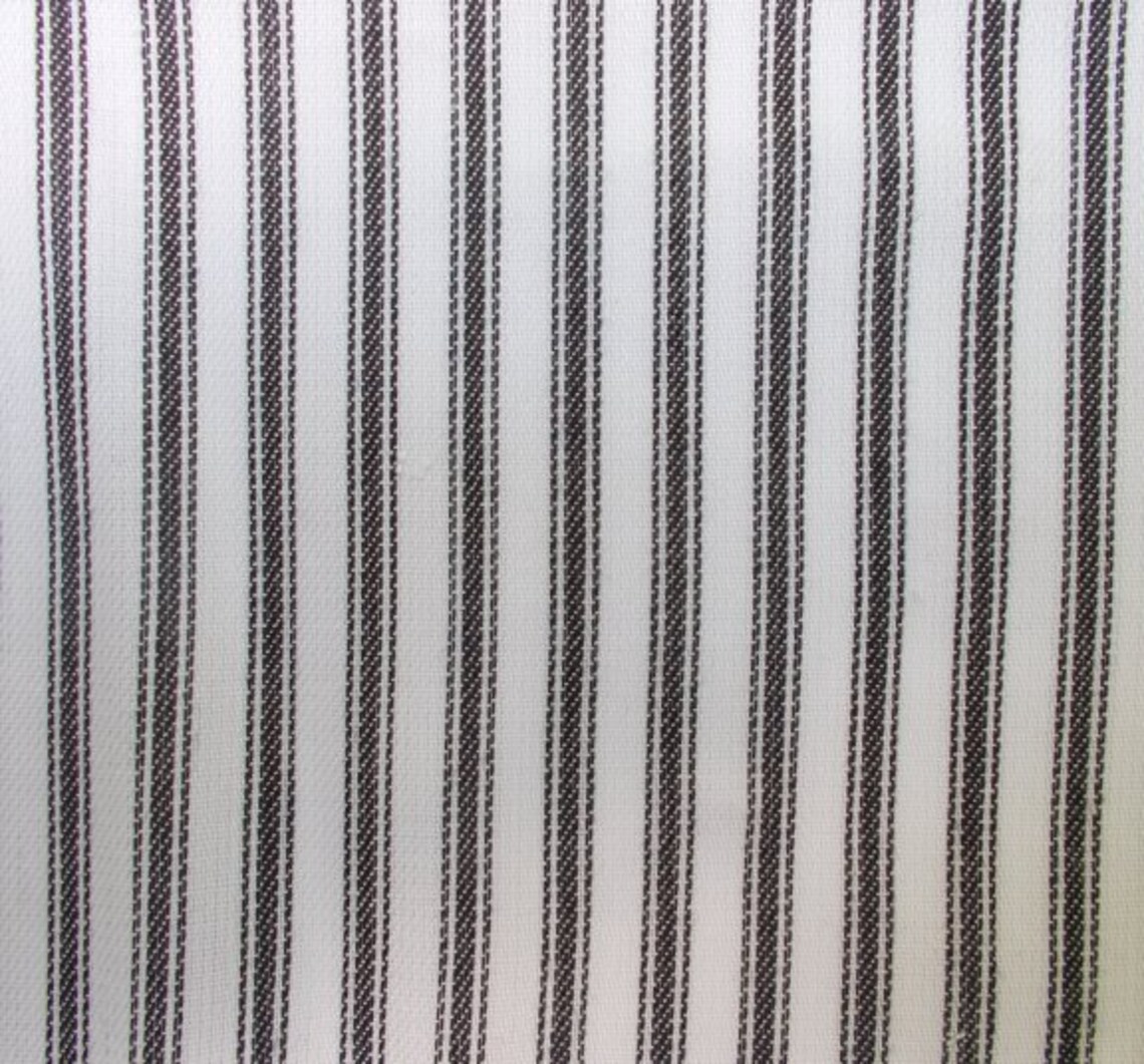 Black Ticking Stripe Fabric Cotton by the Yard Pure White Home Etsy