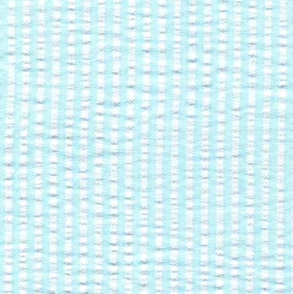 Aqua White Seersucker Fabric Seafoam By the Yard For Clothing | Etsy