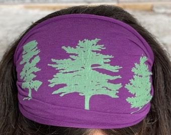 Pine Tree, Headband, Yoga Band, Hiking Band, Wide Band, Jersey Cotton, Hiker, Nature Lover, Woodland, Forest, Appalachian Trail