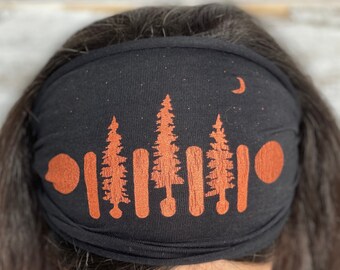 Forest Grill, Pine Tree, Headband, Car Grill, Black, Yoga Band, Hiking Band, Wide Band, Jersey Cotton, Hiker, Nature Lover