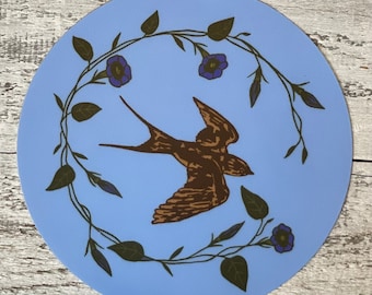 Barn SwallowSticker, Bird Sticker, Flowers, Bird Lover, Computer Sticker, Water Bottle Sticker, Southwest, Dishwasher Safe, Weatherproof