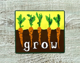 Grow Carrots Sticker, Nature Sticker, Computer Sticker, Water Bottle Sticker, Farmer, Dishwasher Safe, Weatherproof