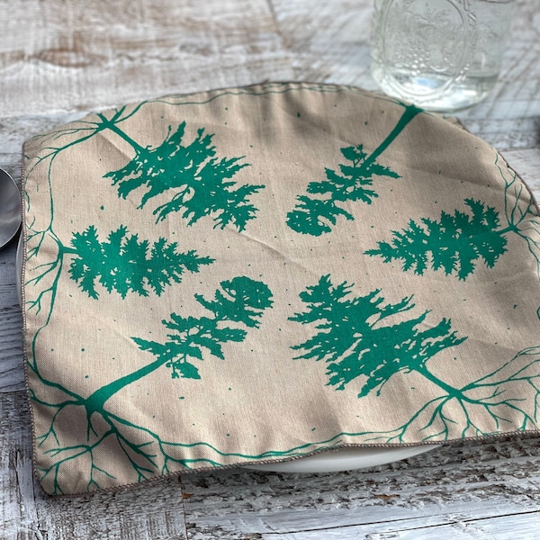 Tree Napkin, Forest Hanky, Set of Two, Handkerchief, Housewarming Gift, Stocking Stuffer,Organic Cotton, Eco Friendly Gift, Nature Gift